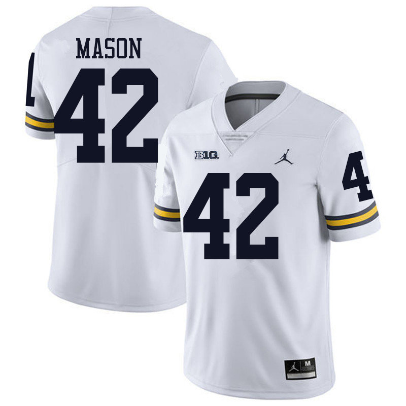 Jordan Brand Men #42 Ben Mason Michigan Wolverines College Football Jerseys Sale-White